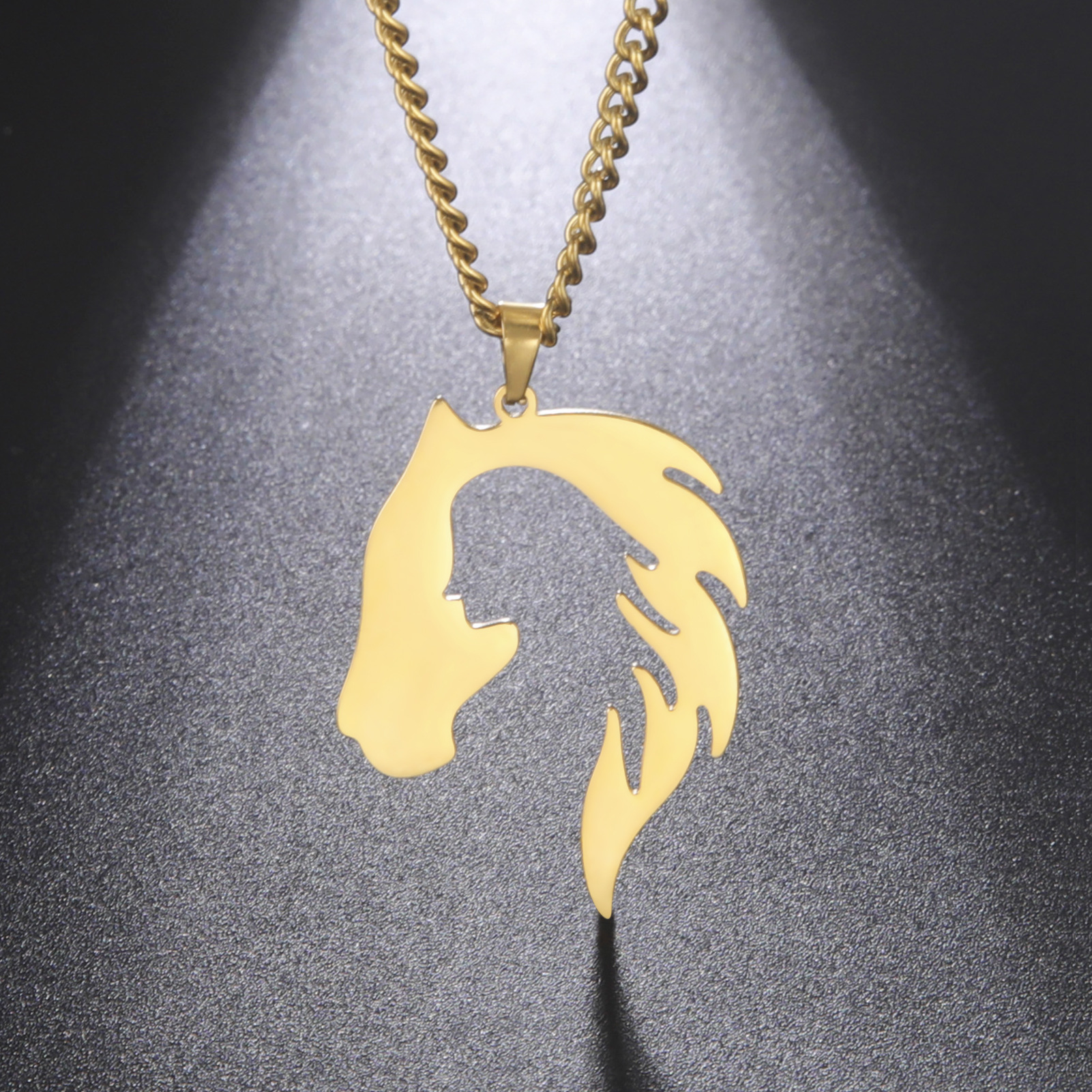 Title 7, Collier pendentif en acier inoxydable silhouett...