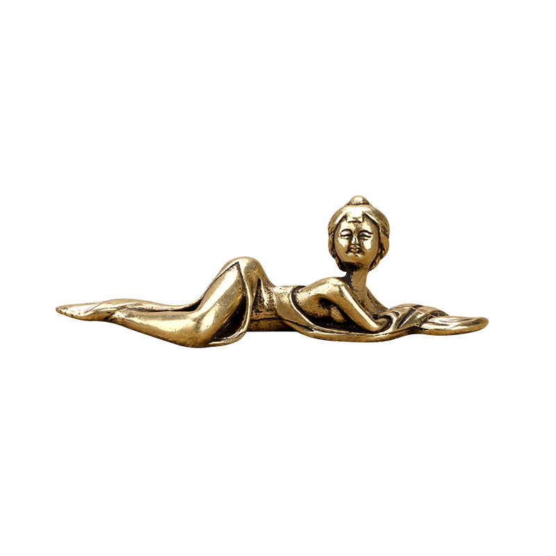Pure Copper Ancient Maid Paperweight Ornament Brass Pen