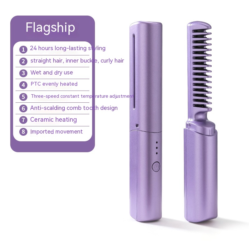 Mini Rechargeable Portable Hair Straightener Purple - Shop at LoveMi
