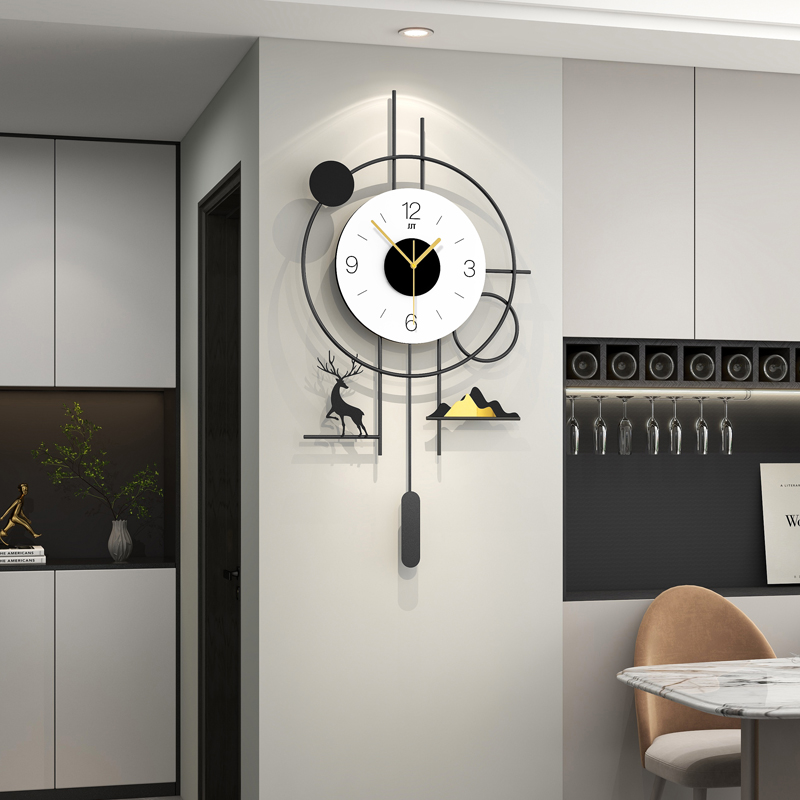 Modern Geometric Wall Clock Minimalist Metal Decor With Pendulum Design 4