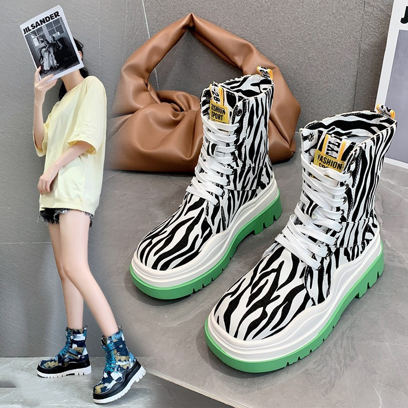 Fashion Canvas Platform Casual Short Boots Women
