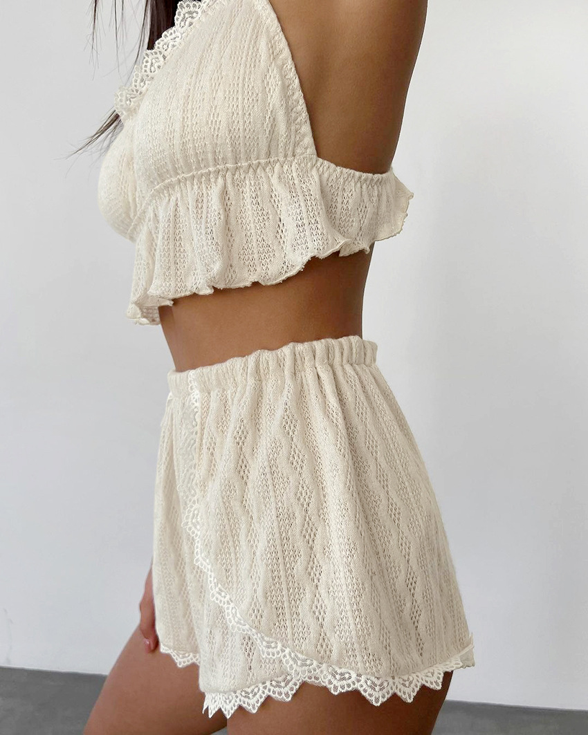 Title 7, Lace Lace Spaghetti-strap Vest Shorts Ladies