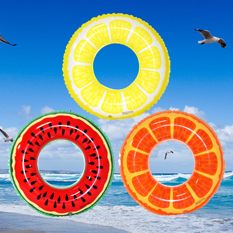 Title 4, PVC Inflatable Watermelon Orange Fruit Swim Ring