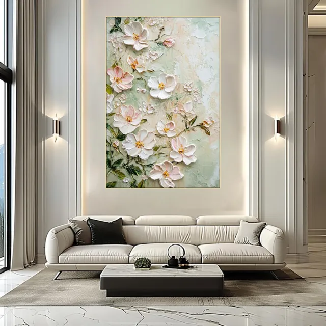 Handmade Oil Painting Canvas Wall Art Decoration 3D Texture Flowers Modern Abstract For Home Room Decor Internet Celebrity Style Rolled Frameless U... Without Inner Frame - Shop at LoveMi