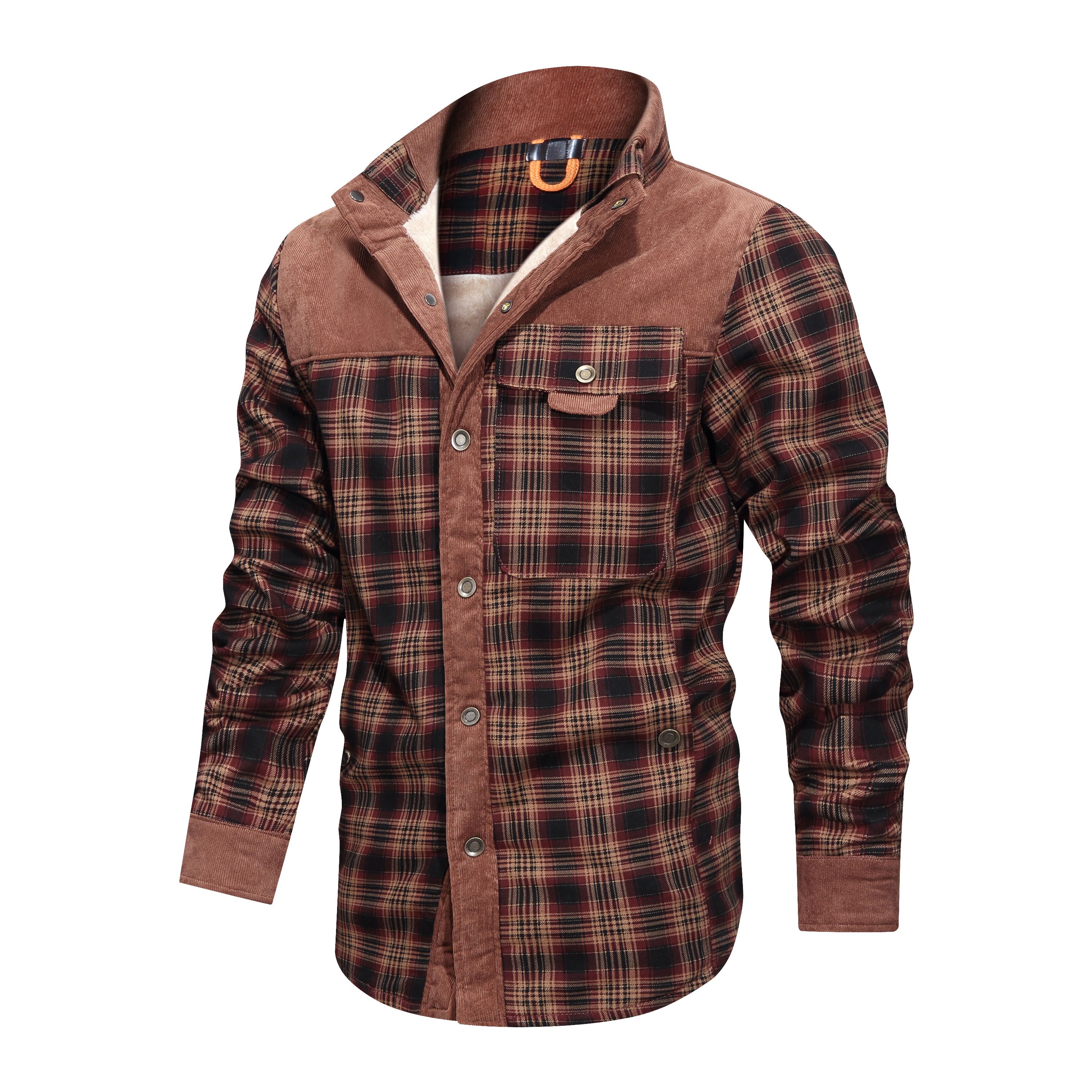 Thickened-Shirt-Jacket-With-Classic-Plaid-Fuzzy-Fleece-Lining-Inside-Design