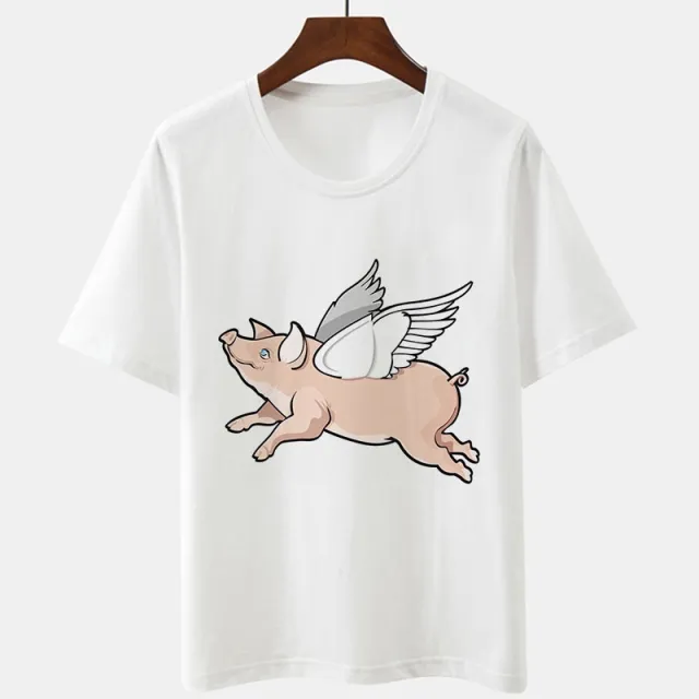 Women's White Short Sleeve Printed T Shirt European And American Style Fabric White - Shop at LoveMi