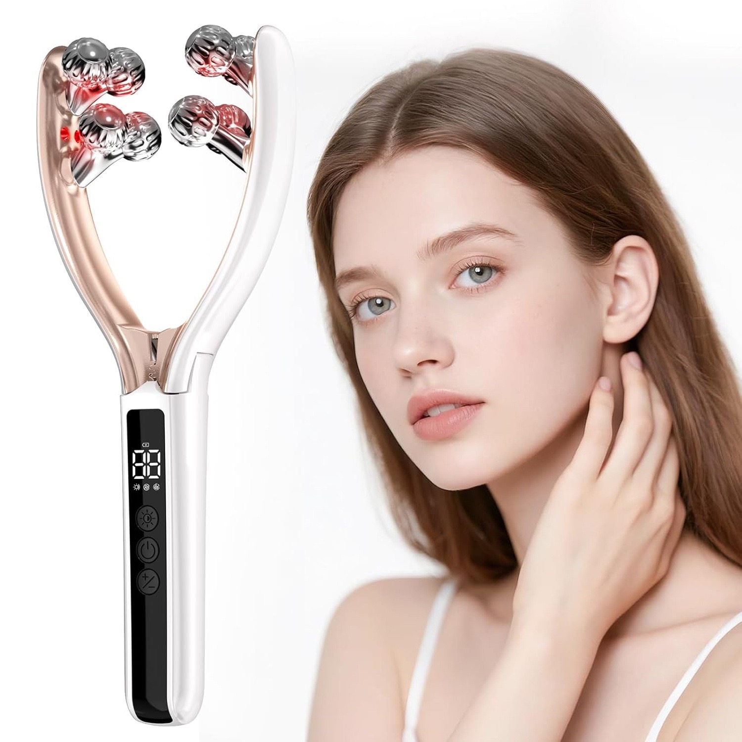 V-Shaped Face Contour Massager EMS Microcurrent Roller With LED Light Multi-Purpose Beauty Tool For Daily Skin Care 7