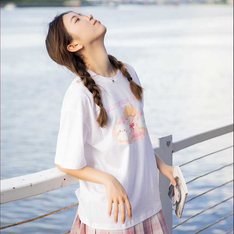 Top Japanese Cute Cotton T-shirt Student Girlfriend Outfit