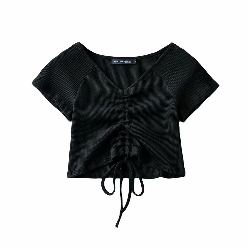 Title 4, Summer New Style V-Neck Drawstring Exposed Umbi...