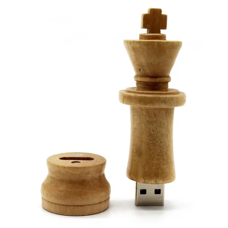 Wooden Chess Pen Drive King Usb Wood