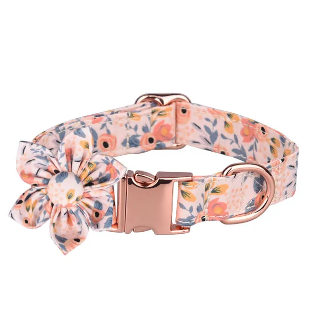 Custom Pet Collar And Leash Set Six Petaled Grey Blue - Shop at LoveMi