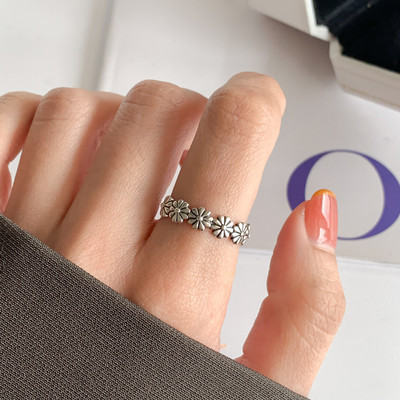 Vintage Daisy Index Finger Silver Women's Ring