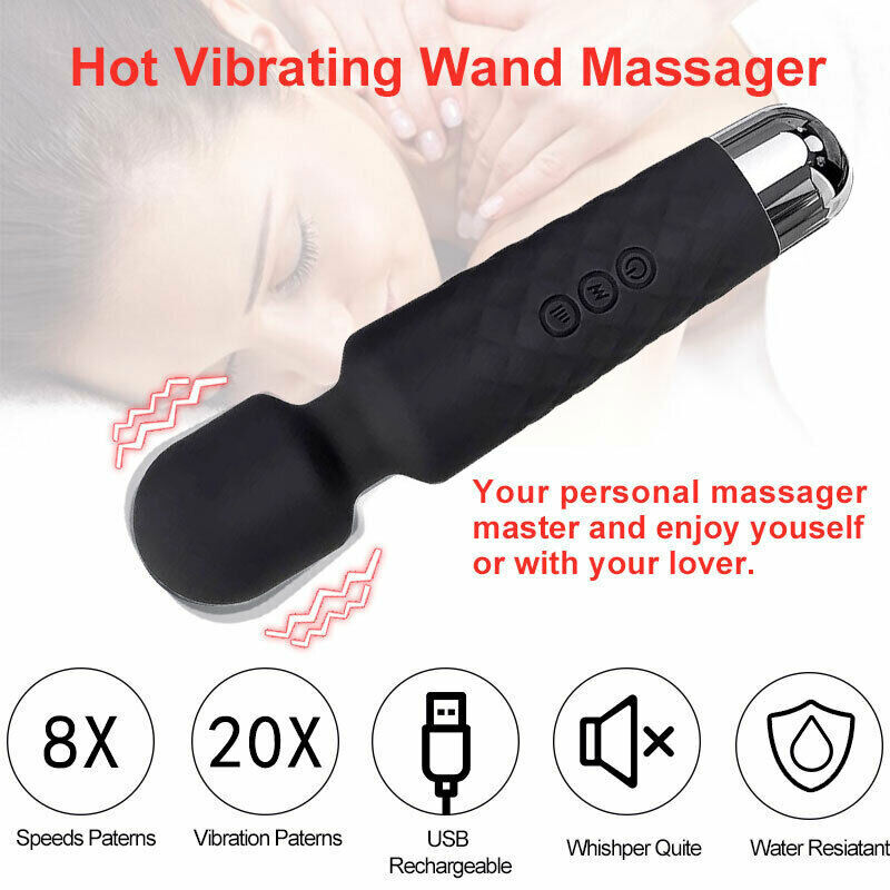 20 Speed Handheld Massager Wand Vibrating Massage Magic Full Body Therapy Motor