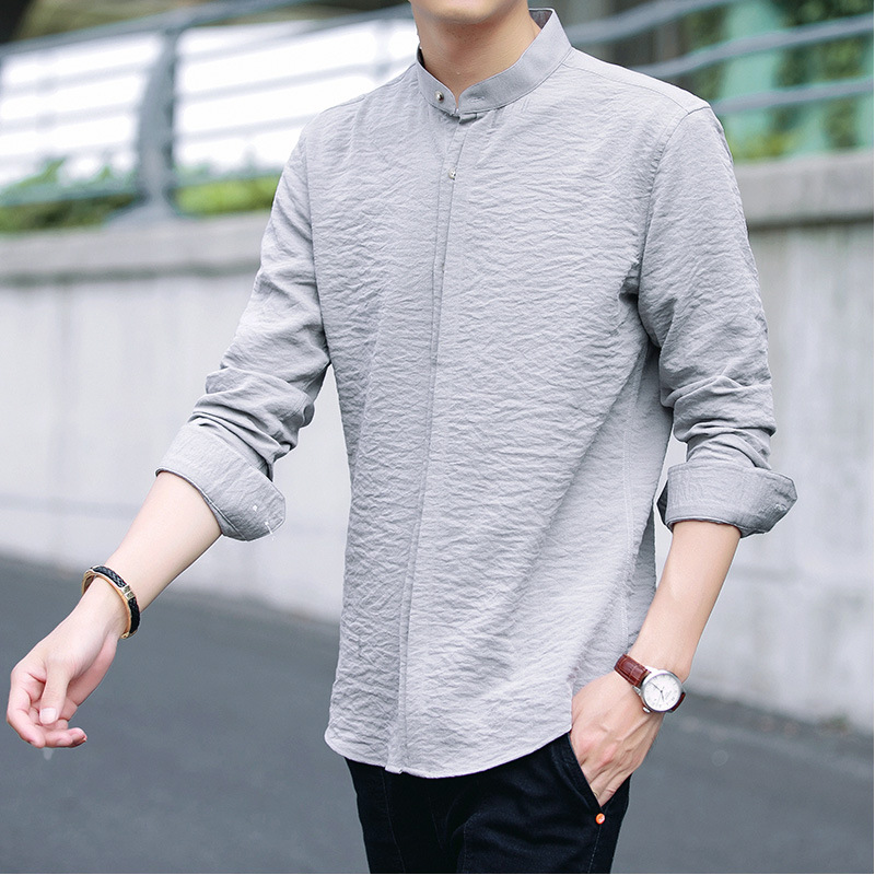 Title 9, Casual stand-up collar wear all-match shirt