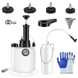 1 Set 3L Manual Brake Bleeder Kit One Person Brake Bleed Vacuum Pump Automotive Brake Fluid Bleeding Kit With 1L Waste Oil Bottle 4 Master Cylinder Adapters Gloves Funnel Fit For M