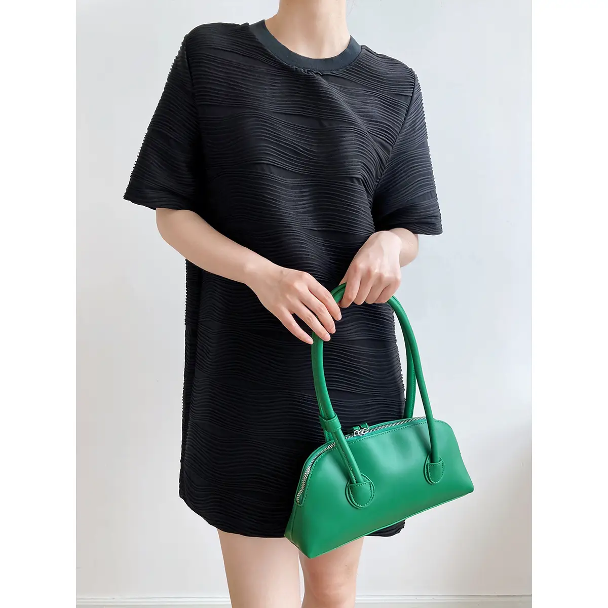 Simple Texture Dress Loose Wave Pattern