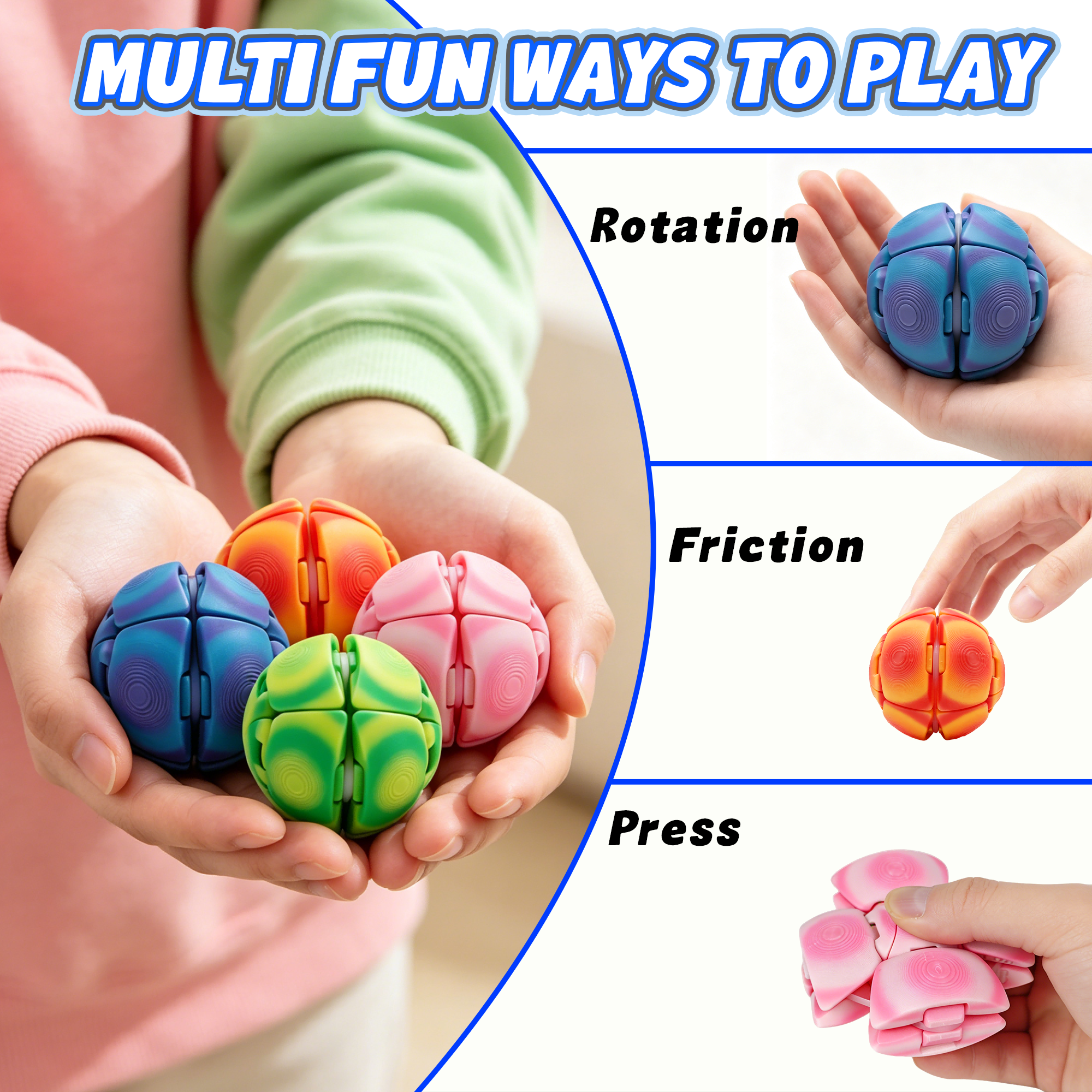 4PCS Large Squeeze Fidget Balls, 6cm Sensory Stress Relief Grip Balls, Colorful Tactile Desk Fidget Set For Of