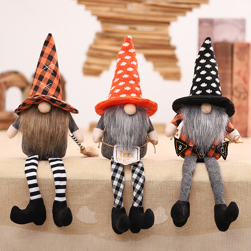 Witch Cloak Hat Faceless Long-legged Doll Decoration