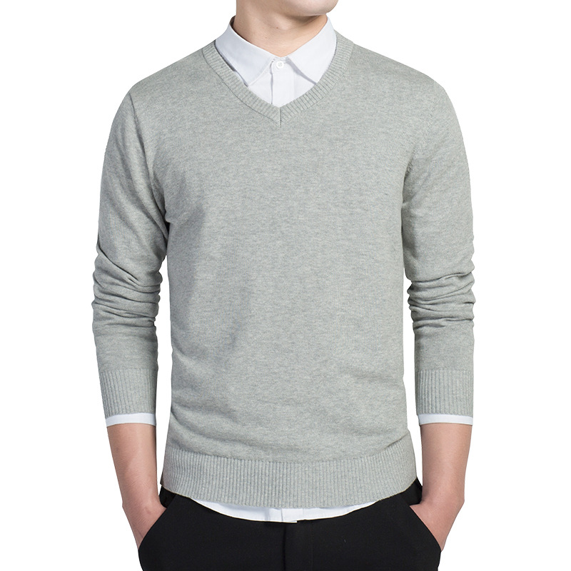 Title 5, V-neck Cotton Sweater Workwear Straight knit Sw...