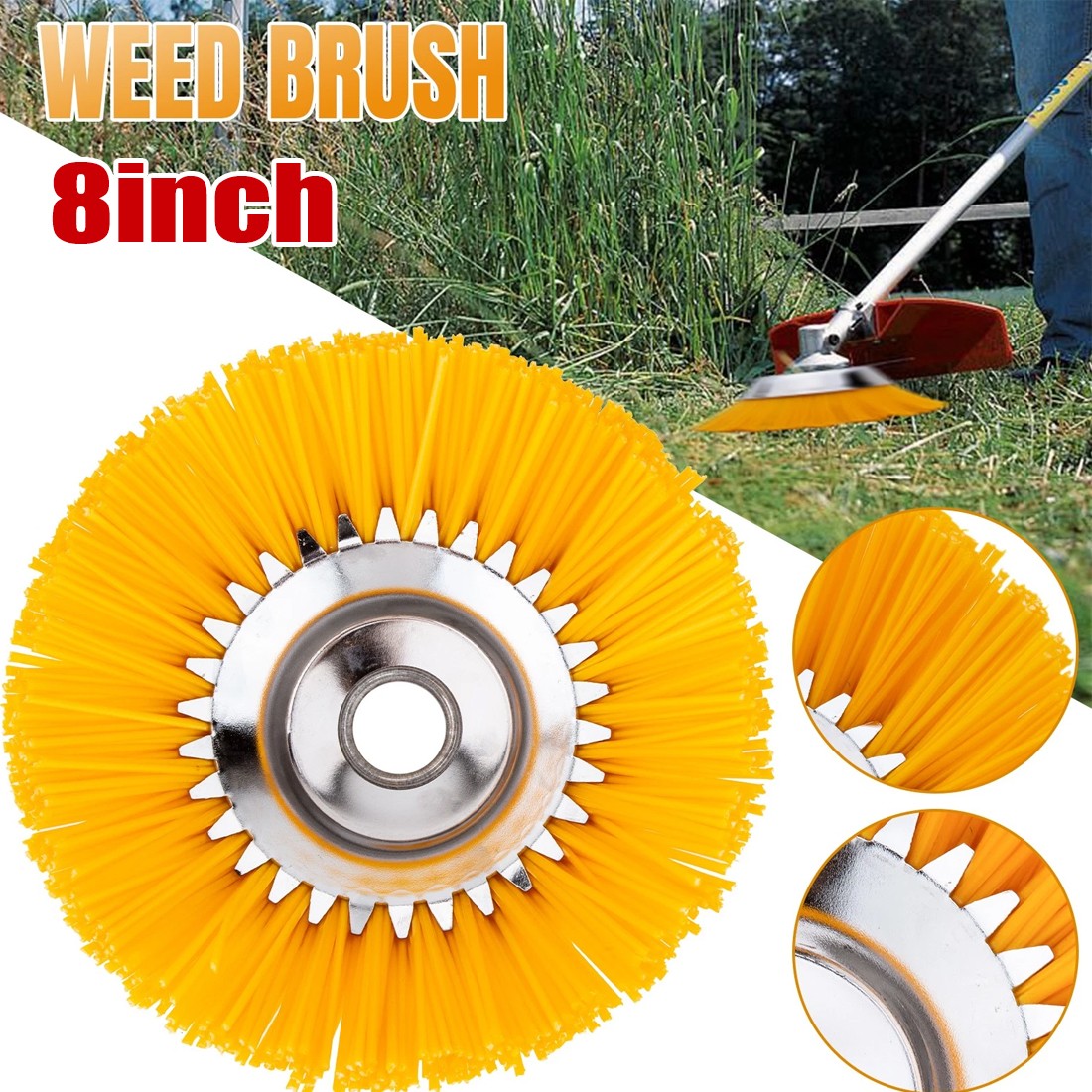 8 Inch Nylon Brushcutter Strimmer Brush Head For Moss And Path Weed Removal UK
