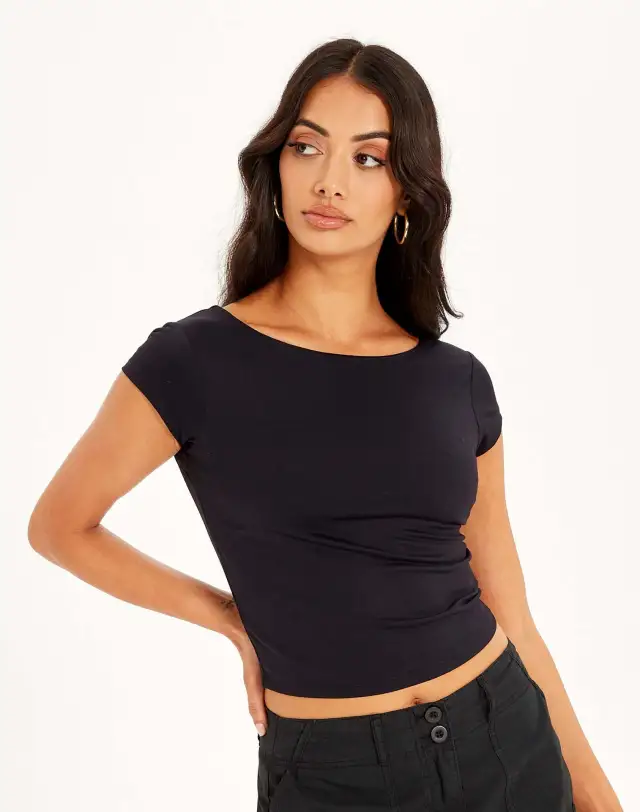 Sports Slim Women Short Sleeved T Shirt Black - Shop at LoveMi