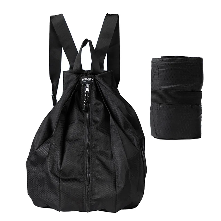 Women's Portable Foldable Backpack Ins Outdoor Waterproof Sports Travel Bag Campus Schoolbag For Girls - Black