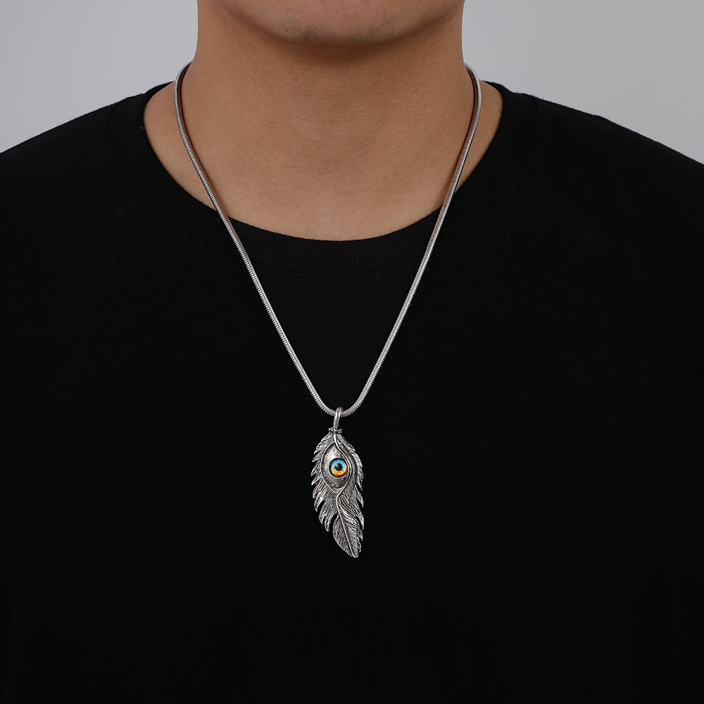 Wing Stainless Steel Pendant Titanium Steel Vintage Feather Necklace