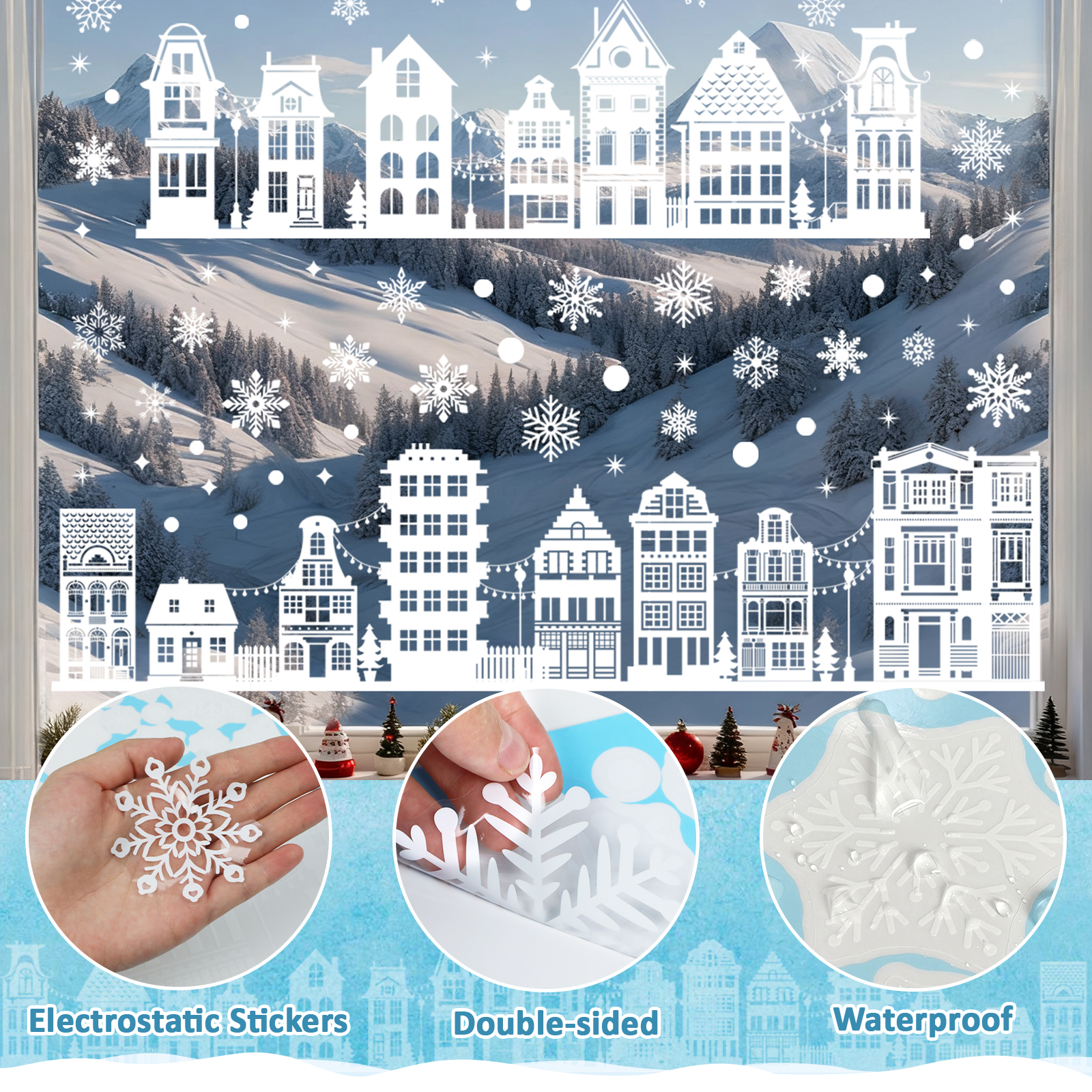Inreeme Christmas Window Stickers Decorations - 137 Pcs Xmas Reusable — image 6