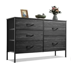 5 Drawer Dresser For Bedroom, Drawers With Wooden Top Metal Frame - White - View 1