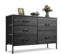 5 Drawer Dresser For Bedroom, Drawers With Wooden Top Metal Frame White - Shop at LoveMi