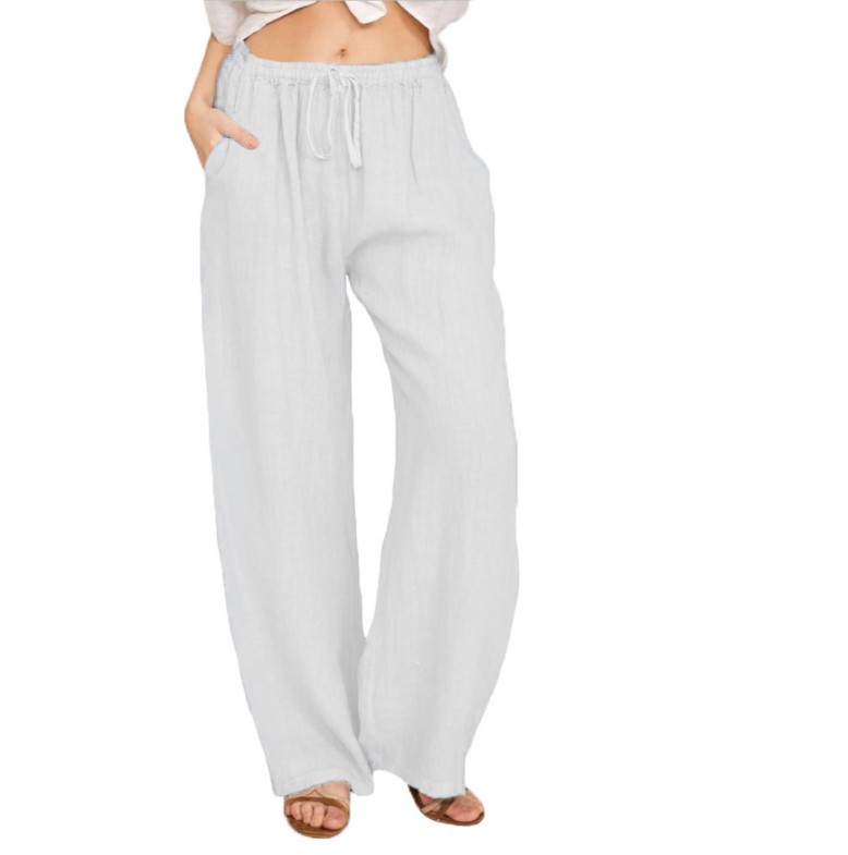 Title 3, Pantalon de yoga ample en coton et lin pour fem...