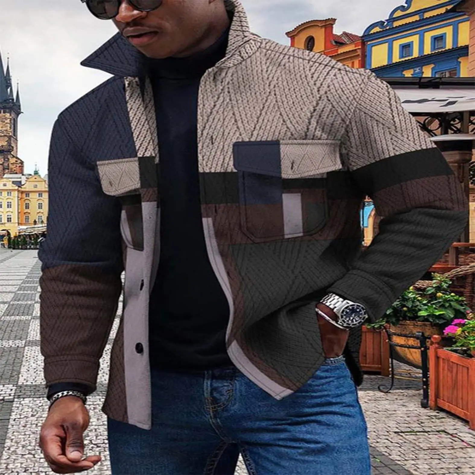 New Colorful Gradual Change 3D Button Cardigan