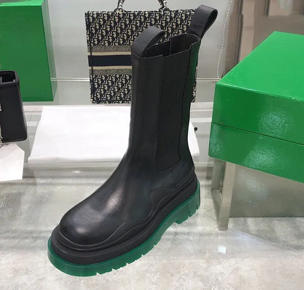 New Thick soled Leather Martin Boots Women Spring And Autumn Green - Shop at LoveMi