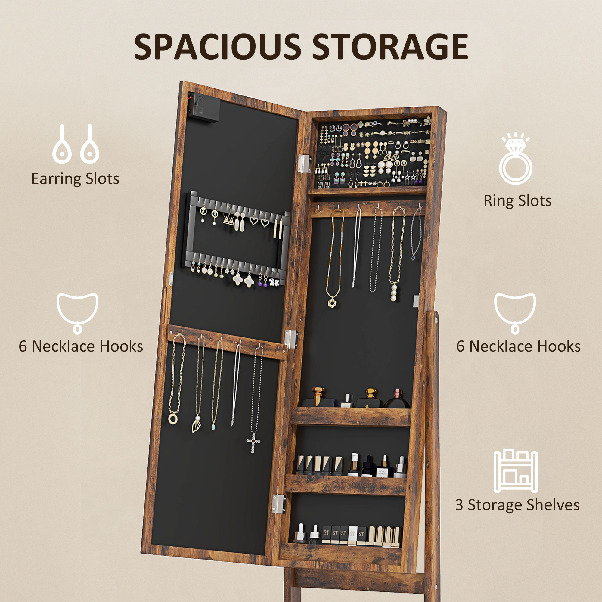 Independent Mirror Jewelry Storage Cabinet — image 8