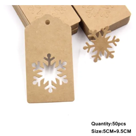 Tree shaped Paper Label Kraft Paper Card Khaki Snowflakes - Shop at LoveMi