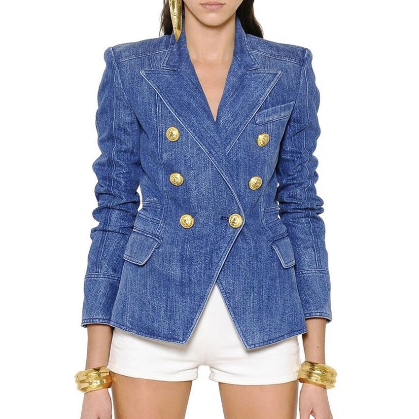 Fashion Simple Women's Double Breasted Denim Jacket