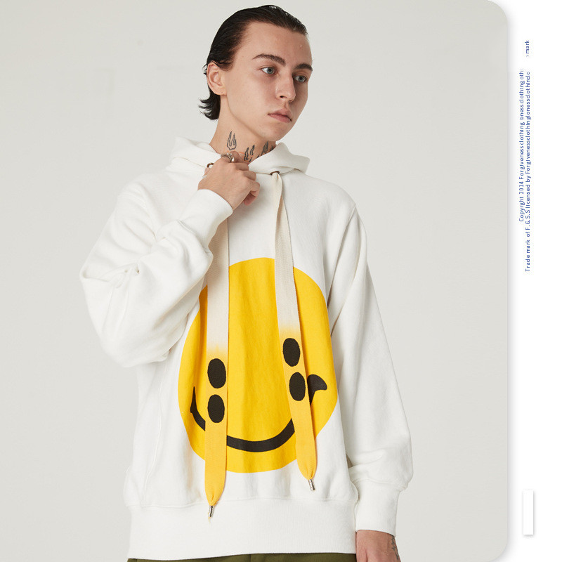 Title 4, Retro smiley drawstring hooded casual sweater