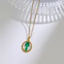 Stainless Steel Inlaid Rhinestone Epoxy Religious Series Pendant Necklace view 4