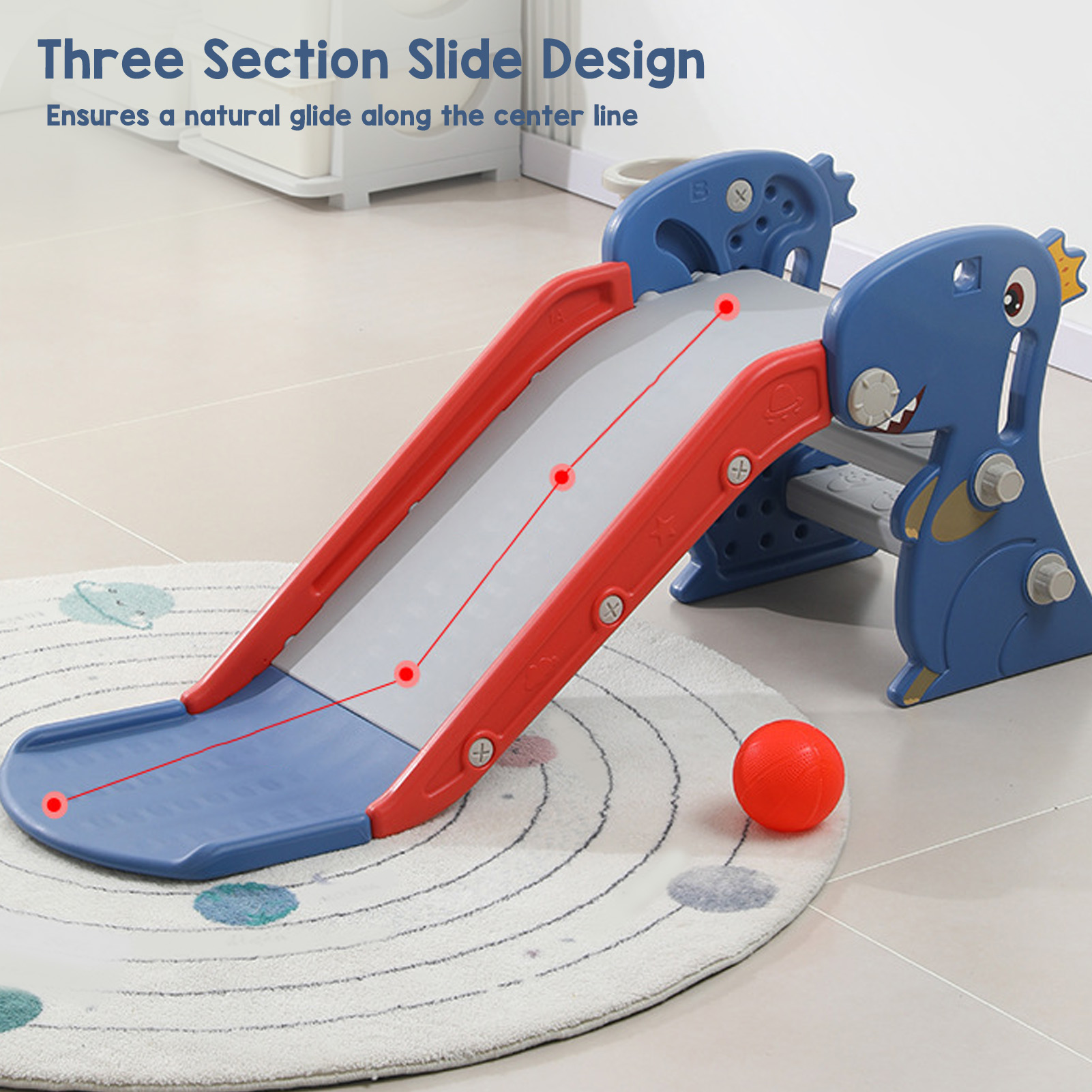 Toddler Indoor Slide For 0 To 3 Years Old Easy Assembly Dinosaur Shape Foldable — image 11