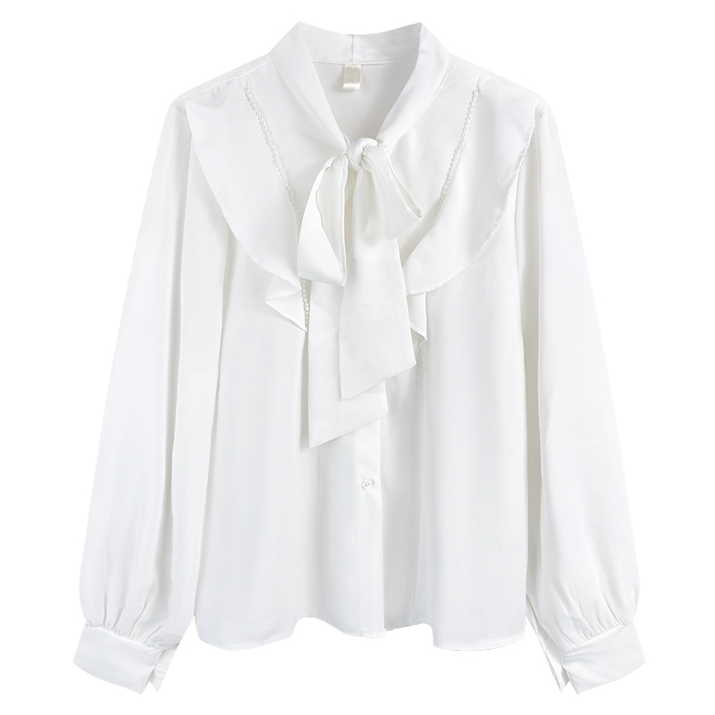 Title 7, Ladies French Chic Bow Long Sleeve Shirt