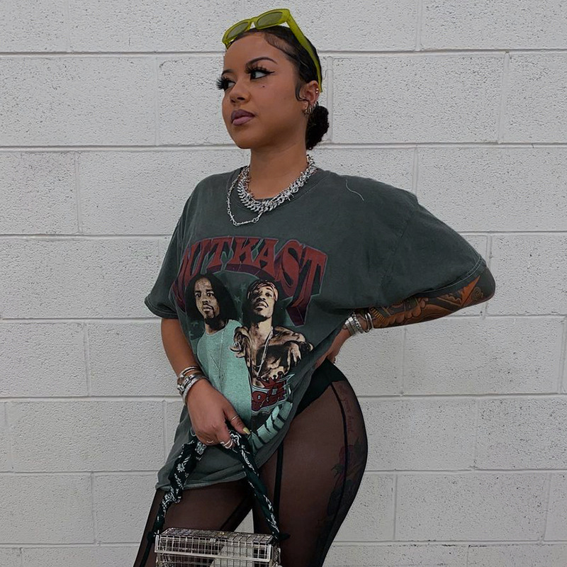 Women's Printed Round Neck Casual Loose T-shirt