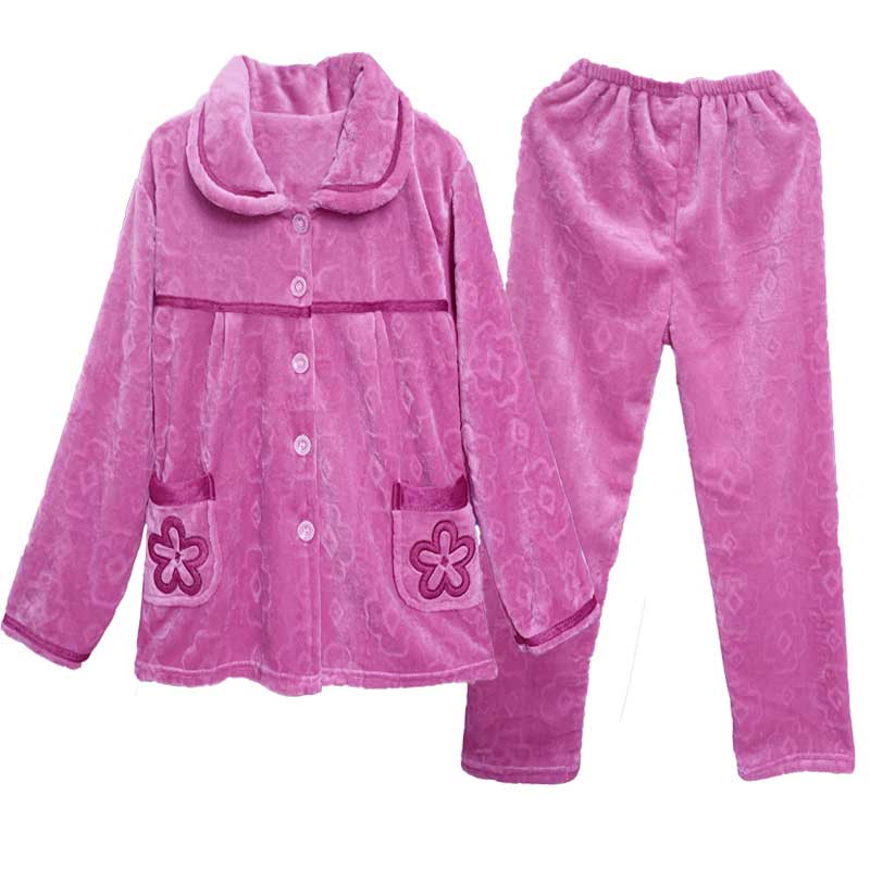 Title 2, Womens Autumn and Winter Flannel Pajamas Suit