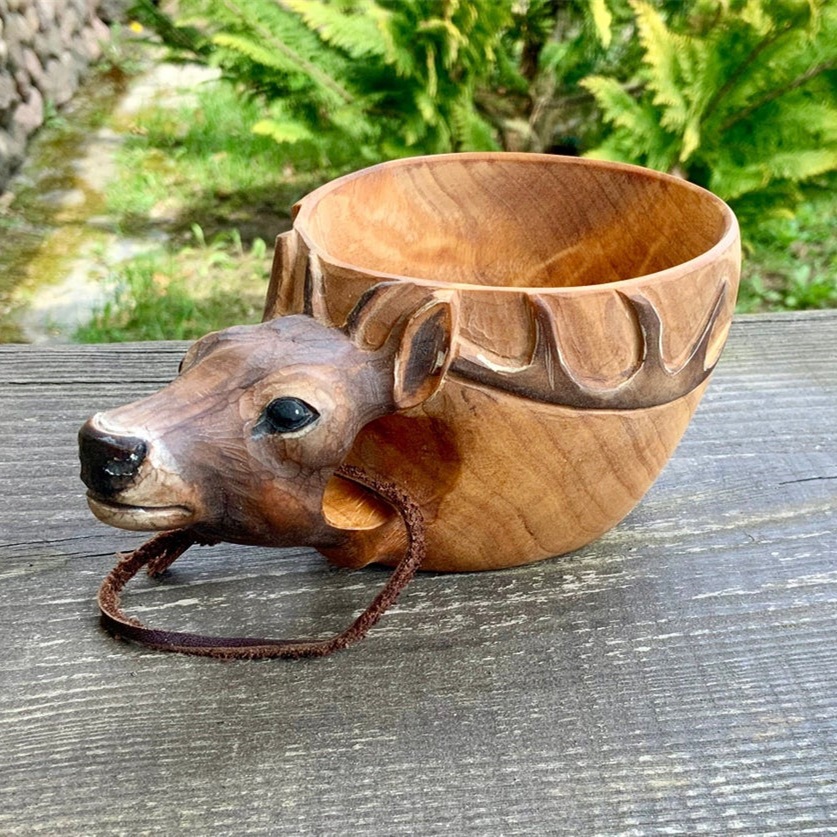 Hand Carved Cup Scandinavian Kuksa Wooden Mug - Picture 12 of 15