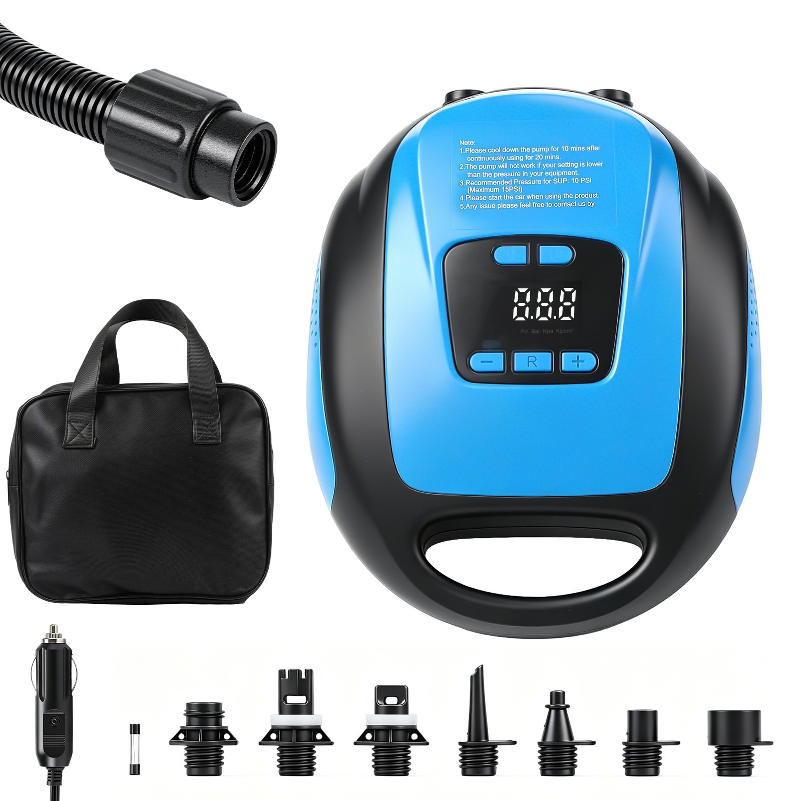 12V SUP Electric Air Pump 20PSI Max Digital LCD For Paddle Board Inflatable Boat — image 9