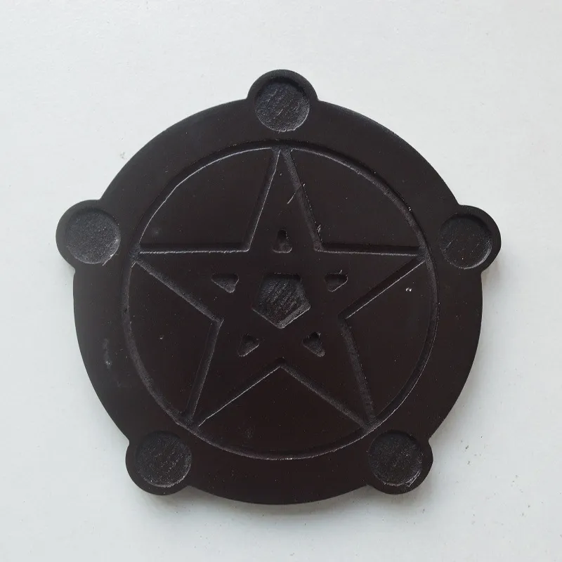 Wooden Pentagram Candle Holder - Black