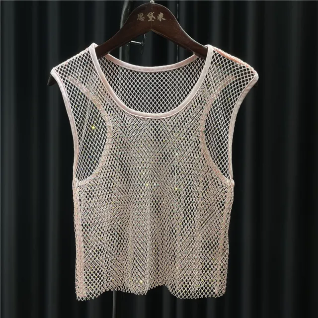 Thin Flash Diamond Short Tank Top Tan - Shop at LoveMi