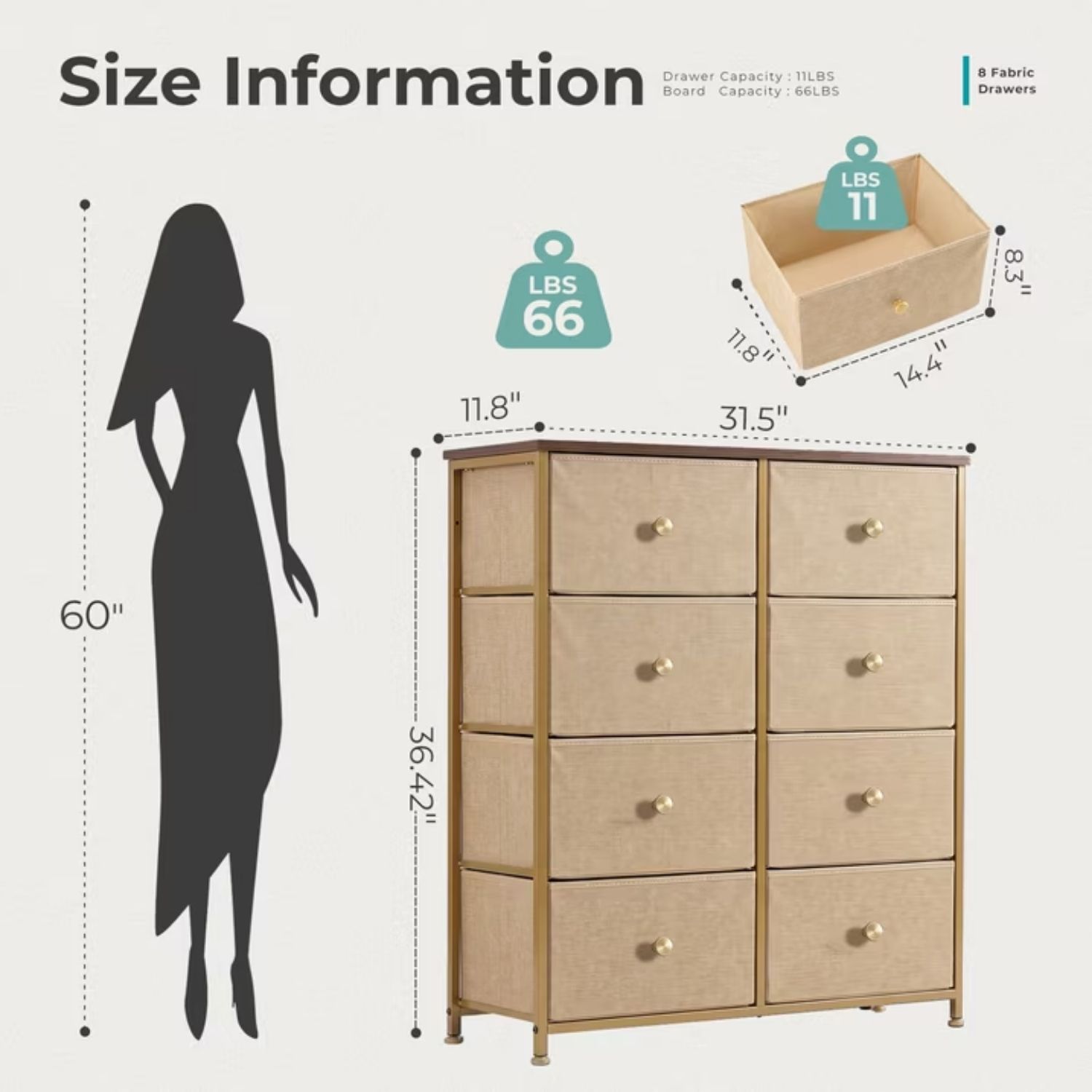 Fabric Dresser For Bedroom, Chest Of Drawers Organizer Storage Cabinet For Closet And Entryway image 15