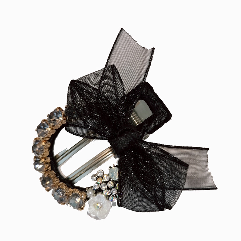 Hairpin Fashion Lace Mesh Butterfly Hair Accessories Metal Clip Female Sweet Bangs Black - Shop at LoveMi