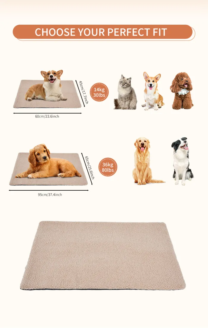Self-Warming Pet Pad, Soft Plush Thermal Mat for Cats and Dogs, No Electricity Needed (60 x 45 or 95 x 65 cm) - detail photo 2