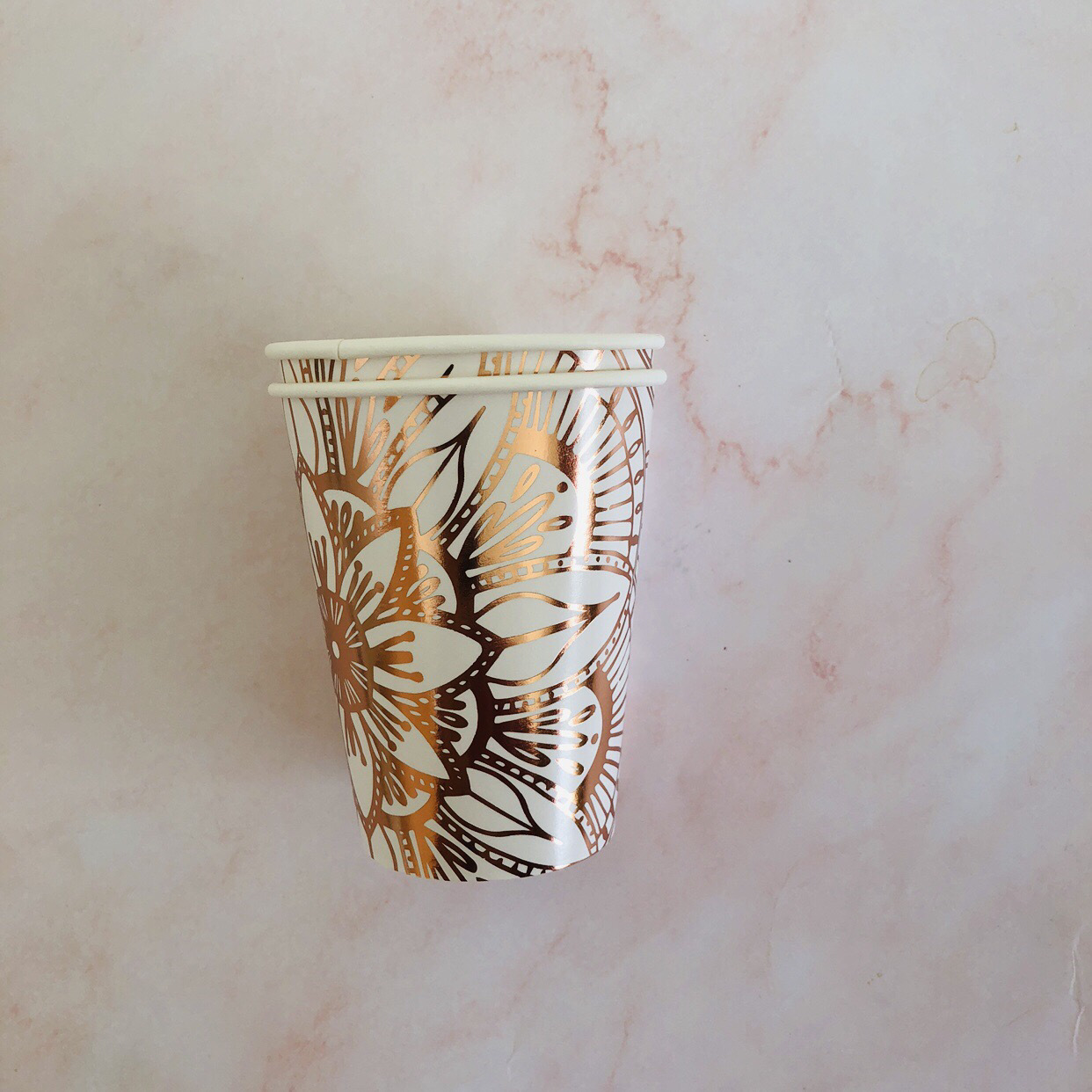 8paper cups with hot rose gold